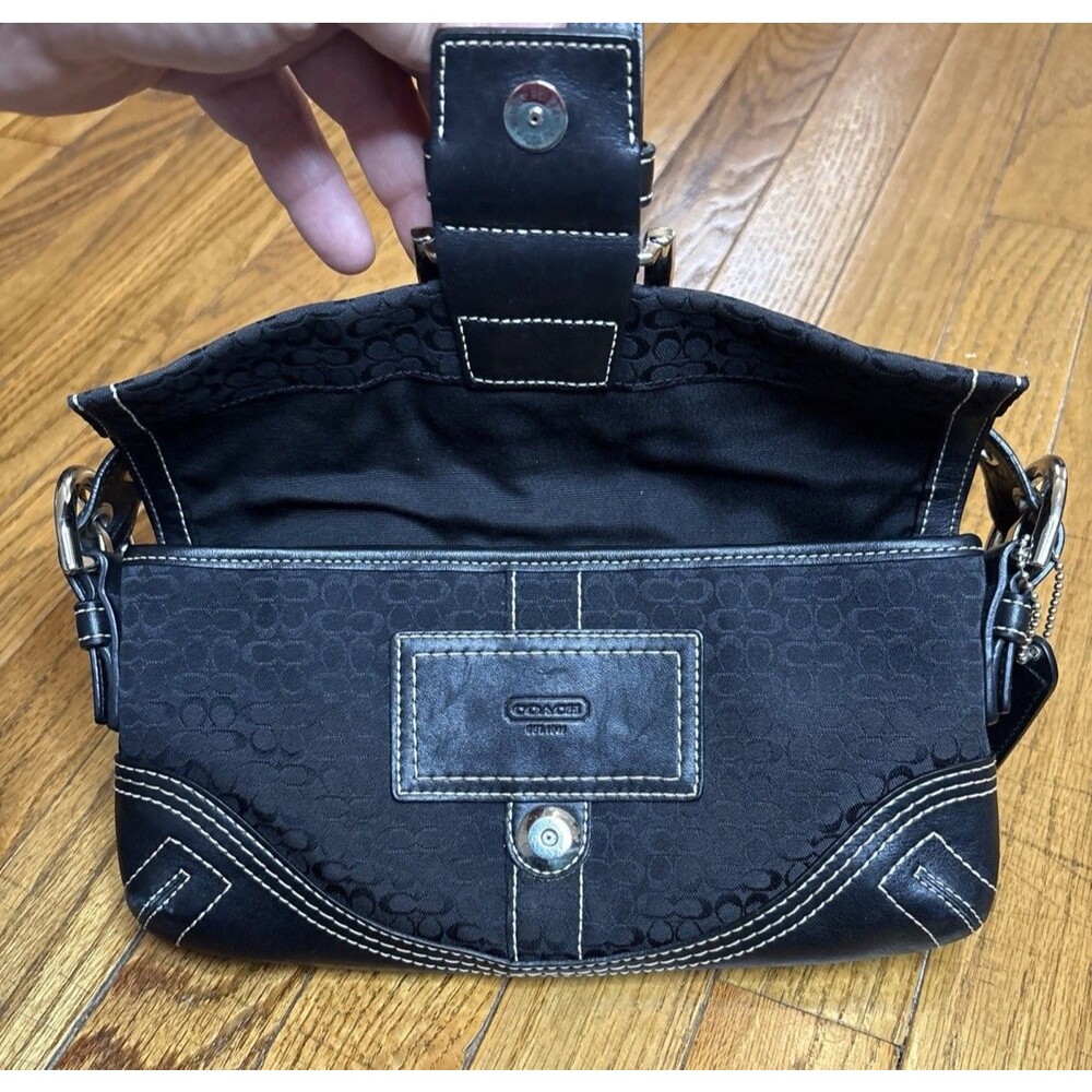Vintage Coach Purse Soho Demi Shoulder Bag Canvas Black Leather Y2K G05Q-3628 - Picture 3 of 12